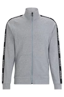 Kurtki męskie - BOSS Męska kurtka sportowa z logo Jacketzp Loungewear, Medium Grey35., XXL - grafika 1