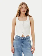 Kamizelki damskie - Vero Moda Kamizelka Wild Alinia 10323777 Biały Slim Fit - miniaturka - grafika 1