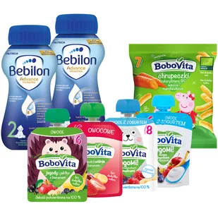 Zestaw Bebilon Advance Pronutra 2, mleko następne gotowe do spożycia, po 6 miesiącu, 2 x 200 ml + BoboVita chrupeczki, 20 g + deser, 4 x 80 g - Mleko modyfikowane - miniaturka - grafika 1