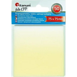 Titanum Notes samoprzylepny transparentny 75x75mm 50k - artykuł papierniczy - Etykiety samoprzylepne i bloki etykiet - miniaturka - grafika 1