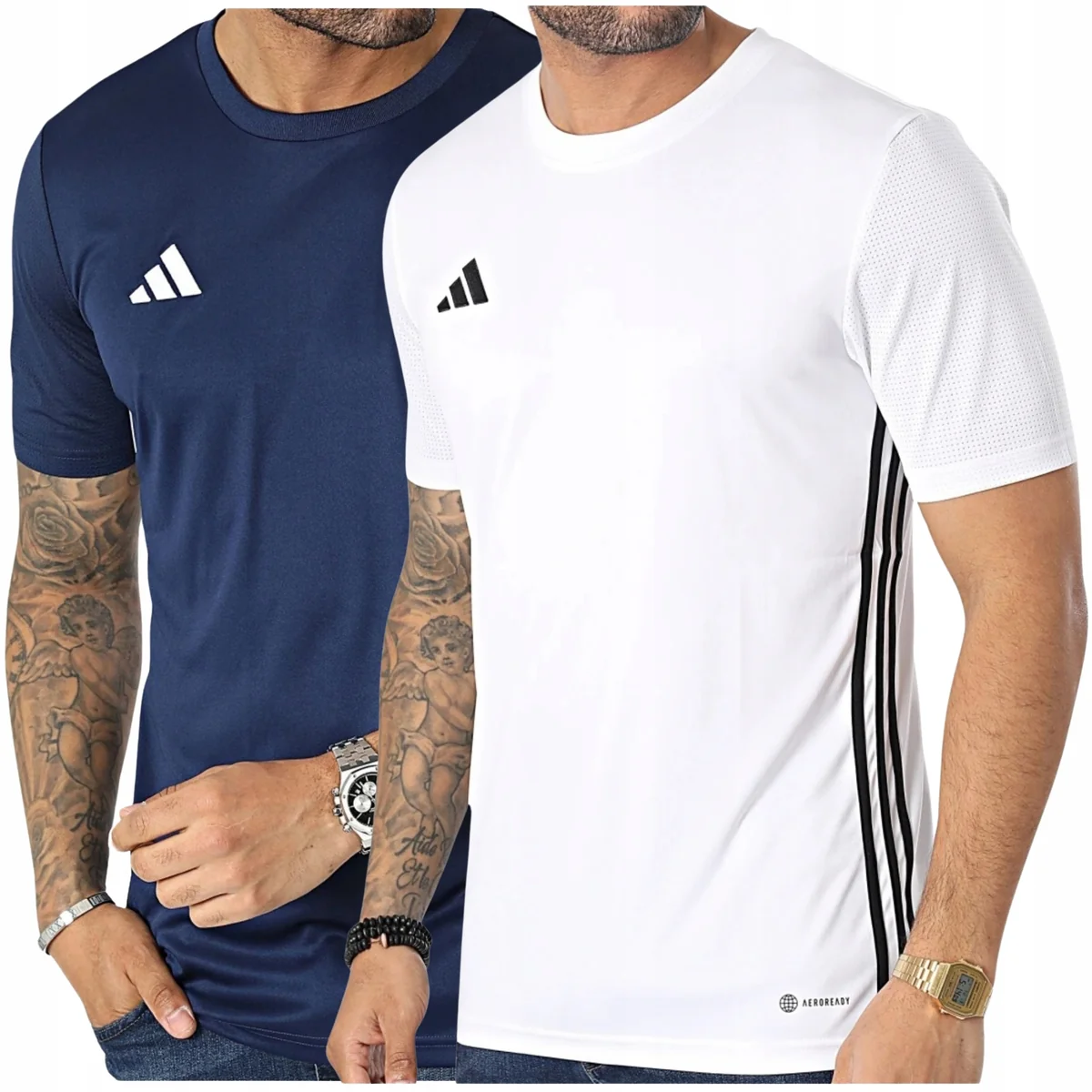 Adidas Zestaw Męski Komplet Koszulka Biała + Granatowa T-shirt r. M