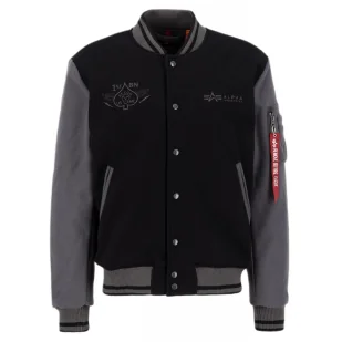 Kurtka Alpha Industries Varsity Air Force Jacket 138107 03 - Czarna M - Odzież taktyczna i umundurowanie - miniaturka - grafika 1