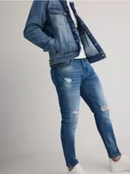Spodnie męskie - Reserved - Jeansy carrot slim z przetarciami - niebieski - miniaturka - grafika 1