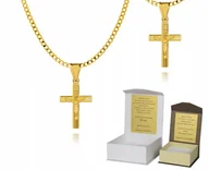Biżuteria dla dzieci - Złoty łańcuszek srebro pozłacane krzyżyk 55 cm DEDYKACJA P4K18 - miniaturka - grafika 1
