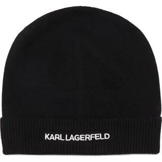 Czapki damskie - Karl Lagerfeld Czapka k/essential beanie | z dodatkiem wełny i kaszmiru - grafika 1