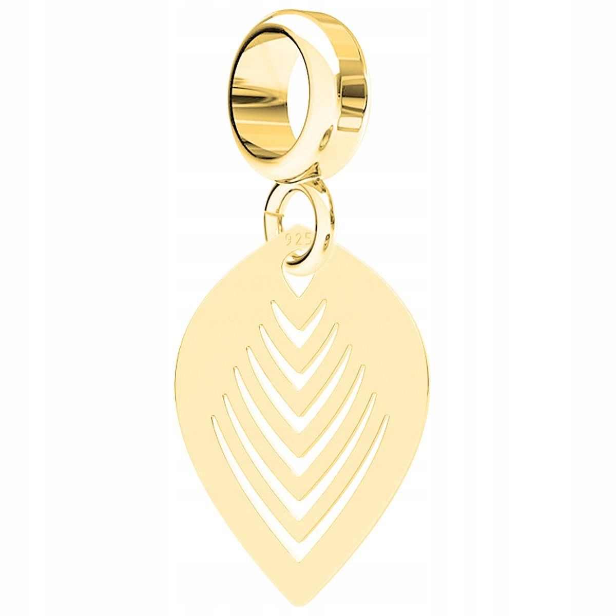 Charms złoty wiszący Liść Listek srebro 925