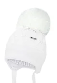 Czapki dla dzieci - Dziewczęca czapka na zimę GILLES z pomponem biała - miniaturka - grafika 1