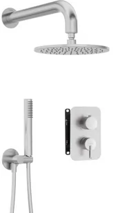 Deante Silia stal szczotkowana zestaw prysznicowy podtynkowy z BOXem mieszaczowym - z głowicą prysznicową - Zestawy prysznicowe - miniaturka - grafika 1