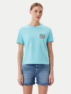 Koszulki i topy damskie - Quiksilver T-Shirt EQWZT03181 Turkusowy Relaxed Fit - miniaturka - grafika 1