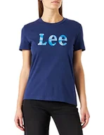 Koszulki i topy damskie - Lee Damska koszulka Slim Logo Tee, Niebieski (Blueprint Lh), XS - miniaturka - grafika 1