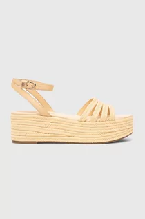 Sandały damskie - Tommy Hilfiger sandały ESSENTIAL FLATFORM SANDAL damskie kolor żółty na koturnie FW0FW07161 - grafika 1