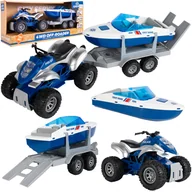 Samochody i pojazdy dla dzieci - Policja Zestaw Pojazdów Quad Motor Motorówka Przyczepa Światło Dźwięk - miniaturka - grafika 1