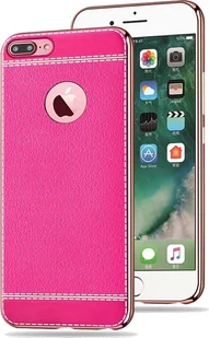 Etui na telefon komórkowy Apple iPhone 8 Plus Protective Case Bumper Synthetic Leather Pink - Etui i futerały do telefonów - miniaturka - grafika 1