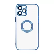 Etui i futerały do telefonów - IPhone 12 Pro Max Silikonowe etui Ochrona aparatu Niebieskie chromowane kontury - miniaturka - grafika 1