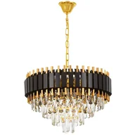 Lampy sufitowe - KLASYCZNY ŻYRANDOL KRYSZTAŁOWY CZARNO-ZŁOTY RIVO D50 - miniaturka - grafika 1