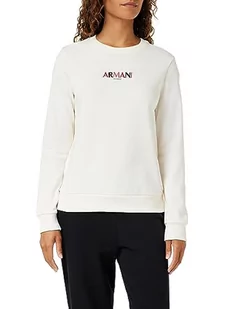 Armani Exchange Damska bluza z logo Capsule Round Neck French Terry, biały, L - Bluzy damskie - miniaturka - grafika 1