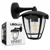 Lampy ogrodowe - Lampa Elewacyjna LED Kinkiet Ogrodowy Latarnia Czarna E27 na Ogród - miniaturka - grafika 1