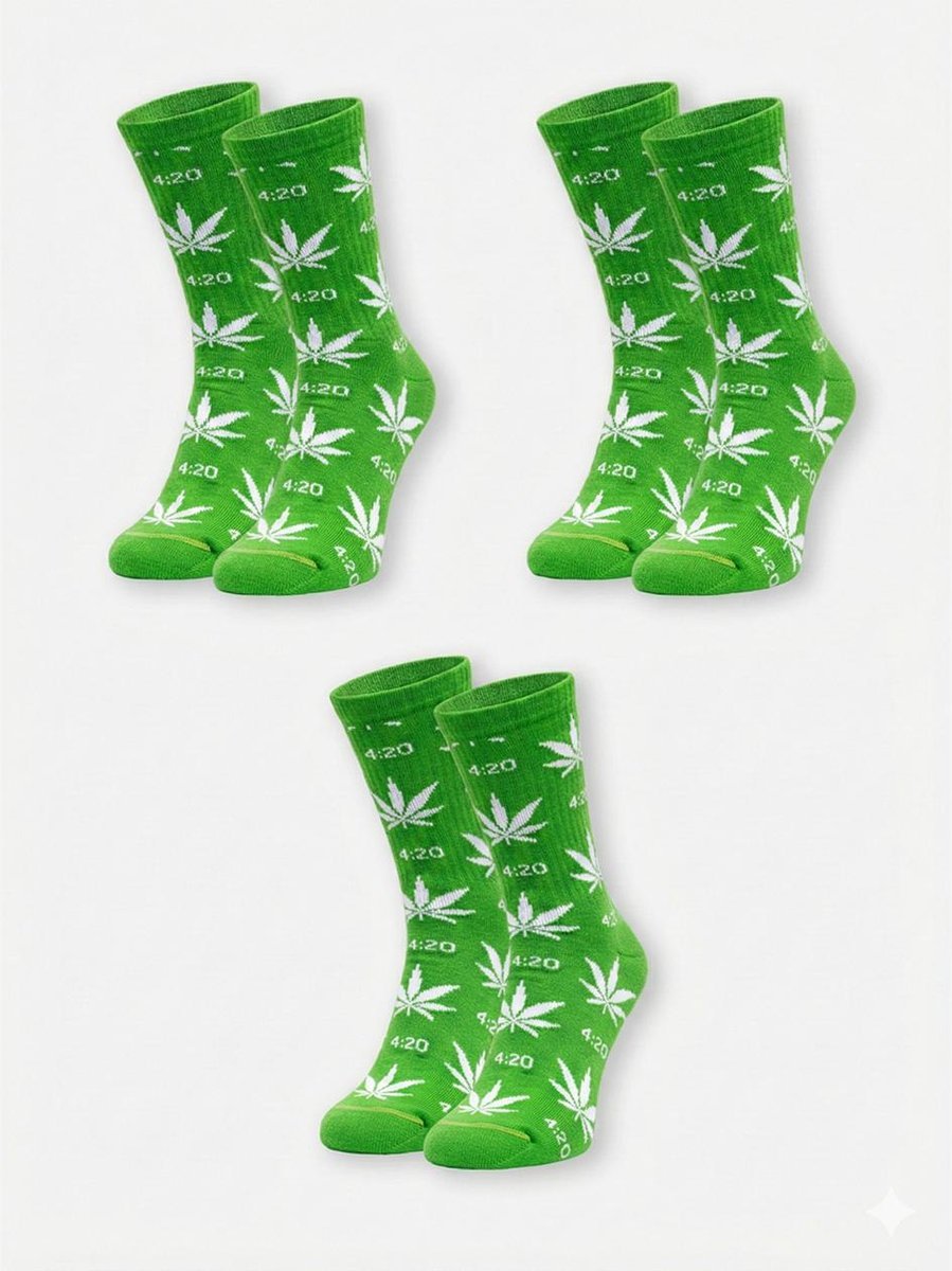 Zestaw 3 Par Skarpet Kush Leaves Zielone/ Bieałe uni Liście