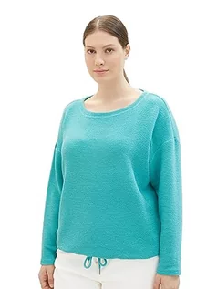 Bluzy damskie - TOM TAILOR Damska bluza ze strukturą i sznurkiem, 10426-Summer Teal, 44, 10426-letni morski, 44 duże rozmiary - grafika 1