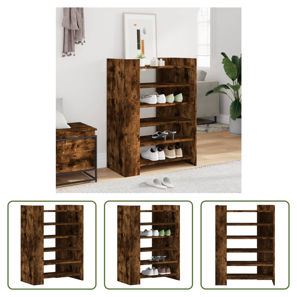 The Living Store Szafka na buty dąb wędzony 74,5x37,5x100 cm Materiał drewnopochodny