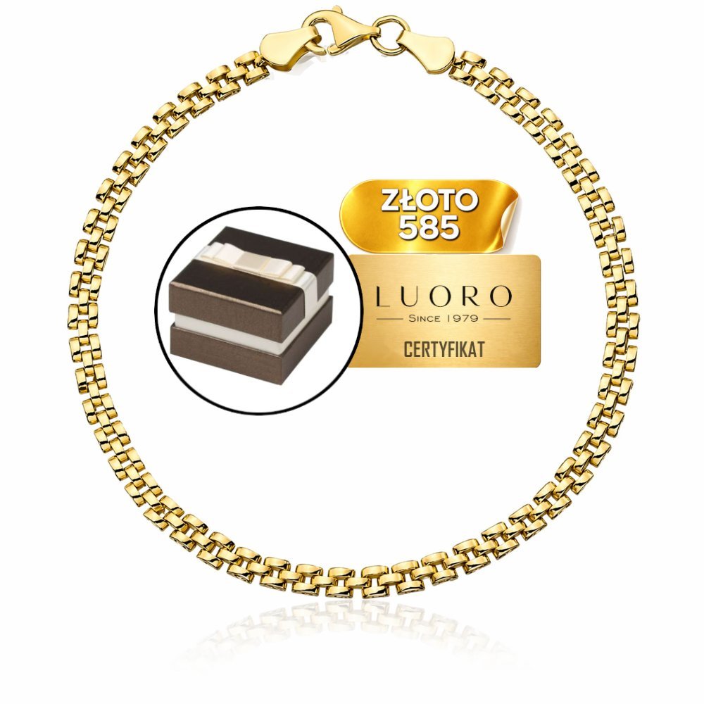 BRANSOLETKA ZŁOTA 585 14K KWADRATY ELEGANCKA 18,5 CM PRESTIŻOWA