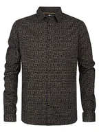 Koszulki męskie - Petrol Industries Men Shirt Long Sleeve AOP Koszulka męska, Dark Moss, L - miniaturka - grafika 1