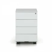 Szafki biurowe - B2B Partner Kontener na kółkach, 4 szuflady, jasnoszary 908034 - miniaturka - grafika 1