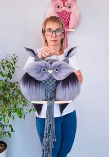 Sowa makrama szara - Dekoracje domu - miniaturka - grafika 1