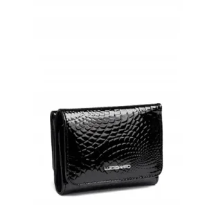 Czarny Portfel Damski Skóra Naturalna LUIGISANTO RFID Lakierowany Zgrabny - Portfele Czarny Portfel Damski Skóra Naturalna LUIGISANTO RFID Lakierowany Zgrabny - Portfele - miniaturka - grafika 1