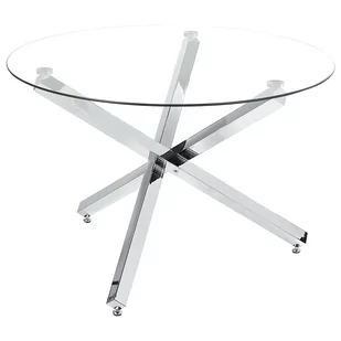 Stół do jadalni ze szklanym blatem okrągły ⌀ 110 cm srebrny BUTLER - Stoły - miniaturka - grafika 1