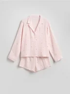Moda i Uroda OUTLET - Reserved - Dwuczęściowa piżama w serca - pastelowy róż - miniaturka - grafika 1