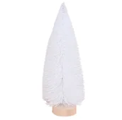 Ozdoby bożonarodzeniowe - Choinka Sztuczna Na Pniu Z Brokatem 15Cm Biała - miniaturka - grafika 1