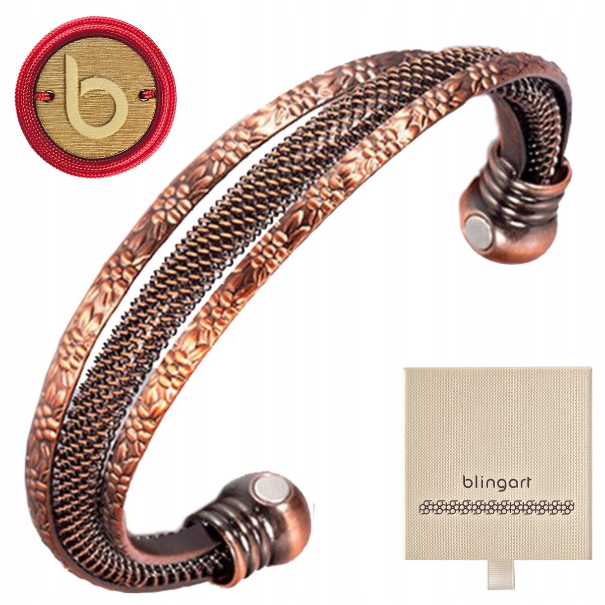 Bransoletka miedziana magnetyczna damska BANGLA OKSYDOWANA BLINGART