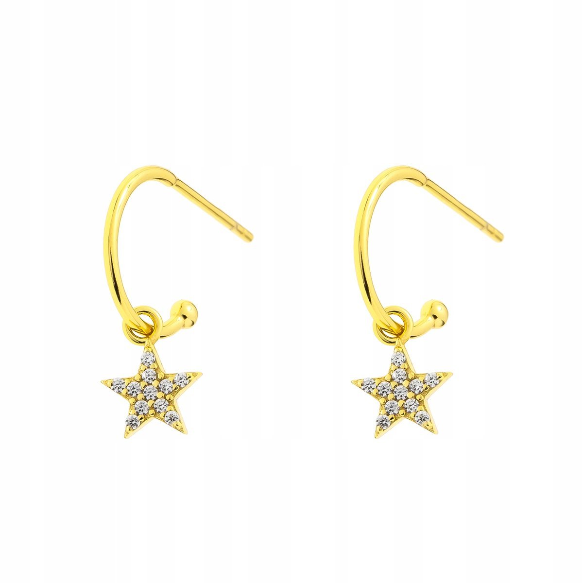 Pozłacane Kolczyki Sztyfty z Wiszącą Gwiazdką 925