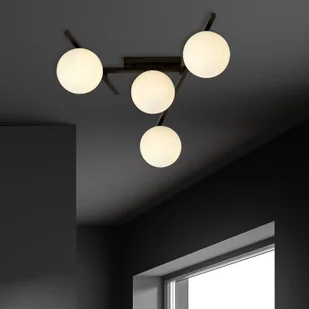 Emibig Lighting czarny krótki żyrandol szklane kule SMART 4 BLACK/OPAL 1103/4 nowoczesna lampa sufitowa czarno-biała do sypialni 1103/4 - Lampy sufitowe - miniaturka - grafika 5