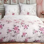 Pościel - Darymex Pościel satynowa 180x200 biała różowa kwiaty1538/1 Satynlove - miniaturka - grafika 1