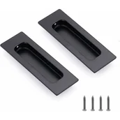 Zawiasy, okucia i inne akcesoria - (Czarny) Zestaw 2 uchwytów muszlowych ze stali nierdzewnej, owalne uchwyty w stylu vintage z intarsjami i śrubami do szafek, drzwi przesuwnych i szuf - miniaturka - grafika 1