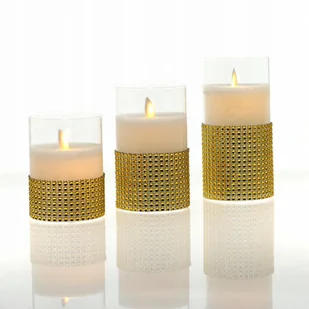 Świeca świeczka woskowa LED w szkle kryształy 3W1 - Świece - miniaturka - grafika 1