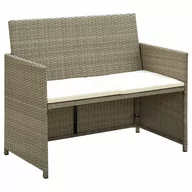 Ławki ogrodowe - vidaXL 2-osobowa sofa ogrodowa z poduszkami, polirattan, szara - miniaturka - grafika 1