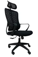 Fotele i krzesła biurowe - Kontrasto Fotel biurowy krzesło czarny obrotowy regulowany ergonomiczny siatkowy - miniaturka - grafika 1