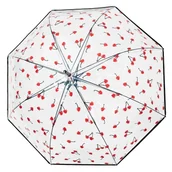 Parasole - Parasol damski Perletti półautomatyczny długi transparentny w czereśnie - miniaturka - grafika 1