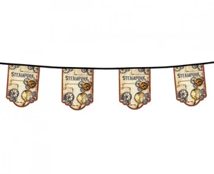 Girlanda papierowa Steampunk dwustronna, 4 m - Dekoracje sali - miniaturka - grafika 1