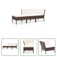 Meble ogrodowe - The Living Store 3-cz. zestaw wypoczynkowy do ogrodu - poduszki - rattan PE - brąz - Sofa Ogrodowa I Stolik - miniaturka - grafika 1