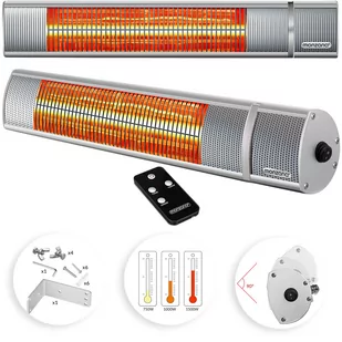 Grzejnik Promiennikowy MZH2000 Srebrny 2000W - Ogrzewacze tarasowe - miniaturka - grafika 1