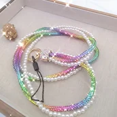 Inne - TEMU 1 szt. Lśniący sznurek z pereł i kryształków, główny materiał PVC, wielofunkcyjny modny dodatek do telefonu, słuchawek, kluczy - uniwersalna - miniaturka - grafika 1