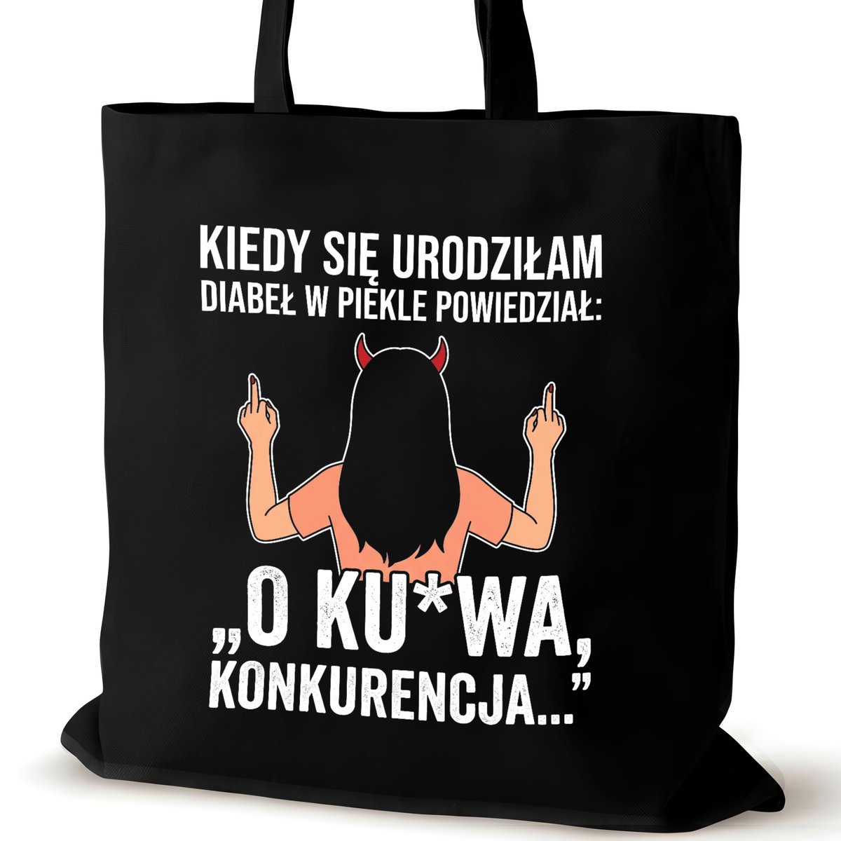 Torba bawełniana czarna dla VIRAL na ramię zakupowa napisem śmieszna