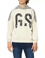 Bluzy męskie - G-STAR RAW Męska bluza z kapturem z logo 89, beżowy (Whitebait D19858-a613-1603), S - miniaturka - grafika 1