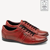 Półbuty męskie - Skórzane męskie półbuty casualowe Stiuart czerwone - BRILU - miniaturka - grafika 1