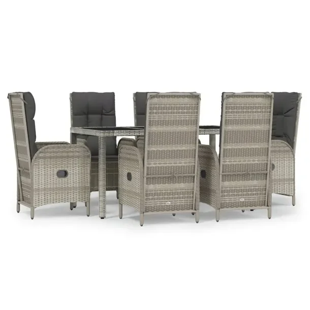 Zestaw mebli ogrodowych szary rattan PE z rozkładanymi fotelami 150x90x75