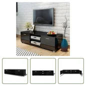 Szafki RTV - Szafka pod telewizor The Living Store czarny wysoki połysk 140x40,5x35 cm - miniaturka - grafika 1